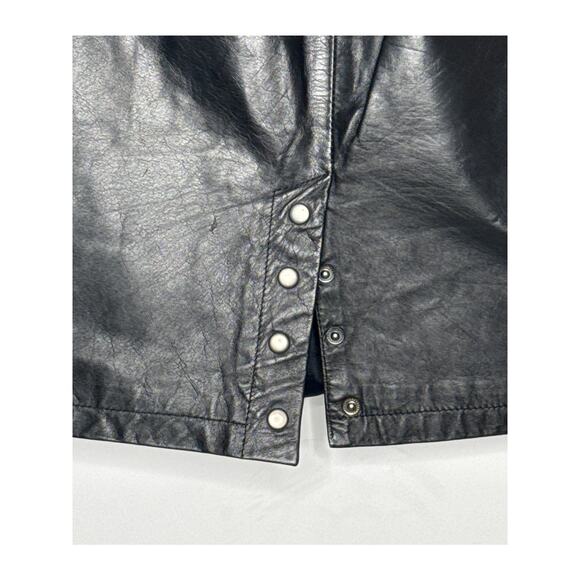 80’s GIII Black Leather Pencil Skirt w/ Snap Slit Closing Back medium - Picture 9 of 14